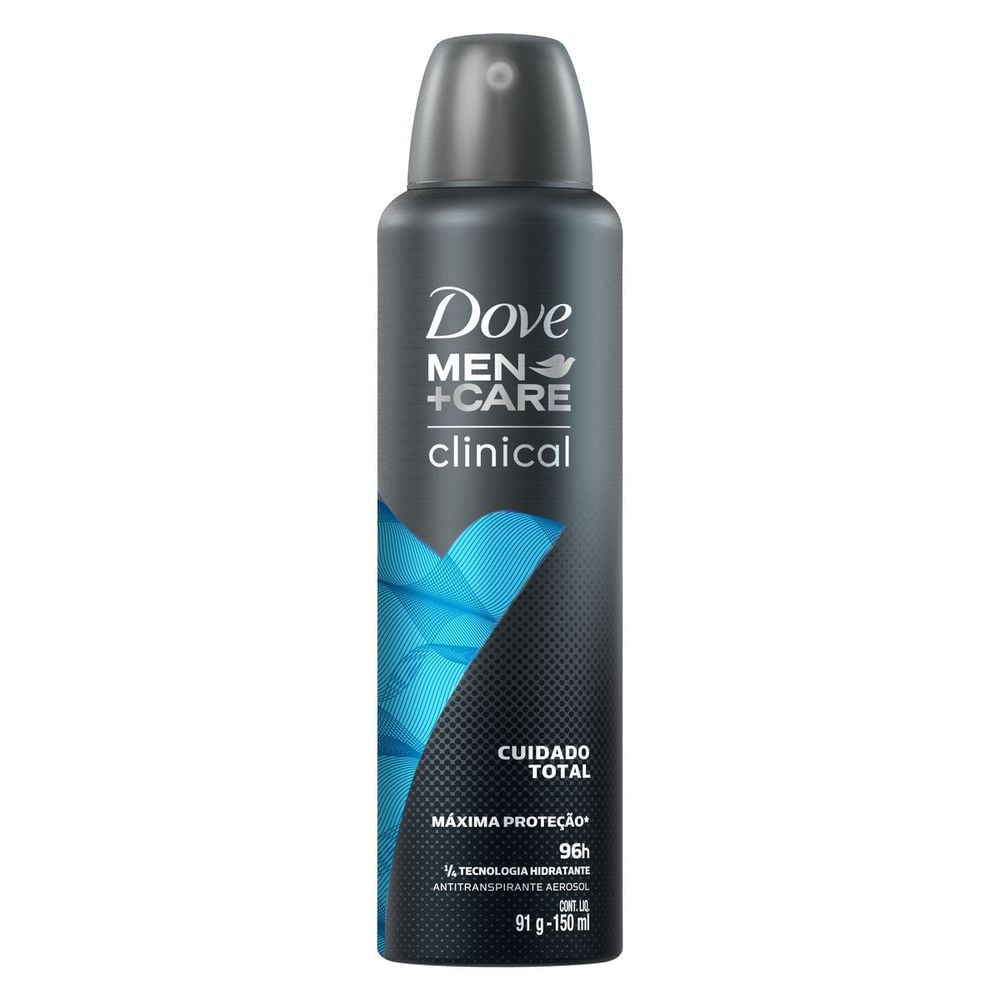 Desodorante Dove Men + Care Clinical Cuidado Total Aerosol Antitranspirante 96h 150ml em Oferta na Shopee