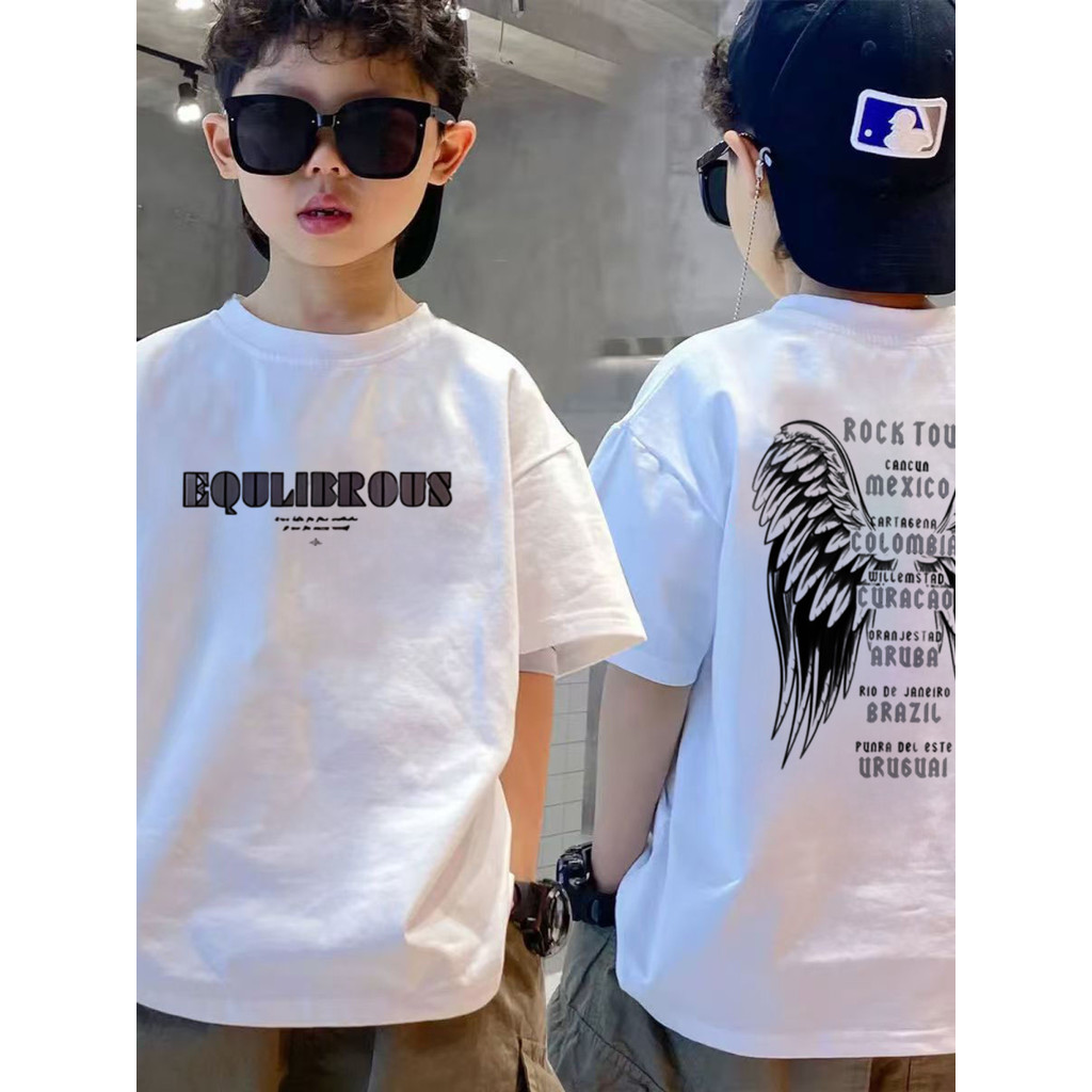 Meninos de manga curta verão camiseta novo estilo roupas infantis meia manga médio grandes meninos roupas de verão puro 
