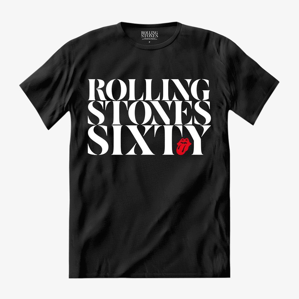 Camiseta The Rolling Stones - Stones SIXTY Text - Preta em Oferta na Shopee