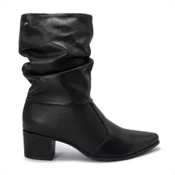 Bota Pegada Feminina Em Couro Salto Bloco 280901