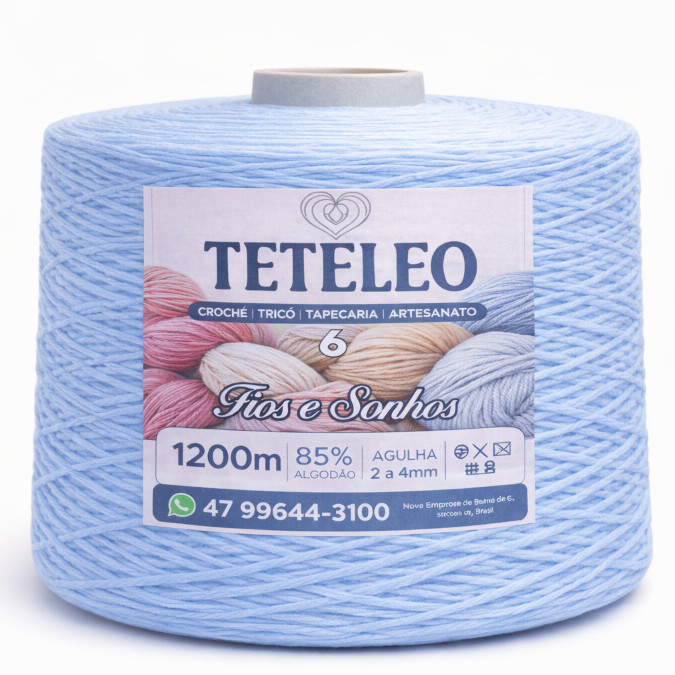 Barbante Antialergico Sem Poeira 1200 Metros Para Crochê Teteleo  Fio Número 6 Colorido N.º 6