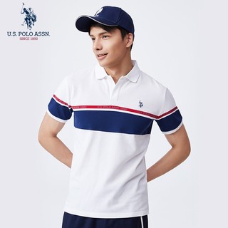 Uspoloassn American Poloassn Association Verão Masculino Listrado Colorblock Camisa polo de Manga Curta Camiseta com Lap