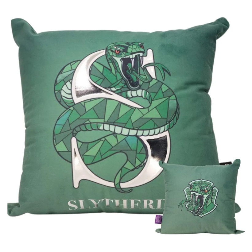 Almofada Harry Potter Sonserina Veludo Metálico ZonaCriativa