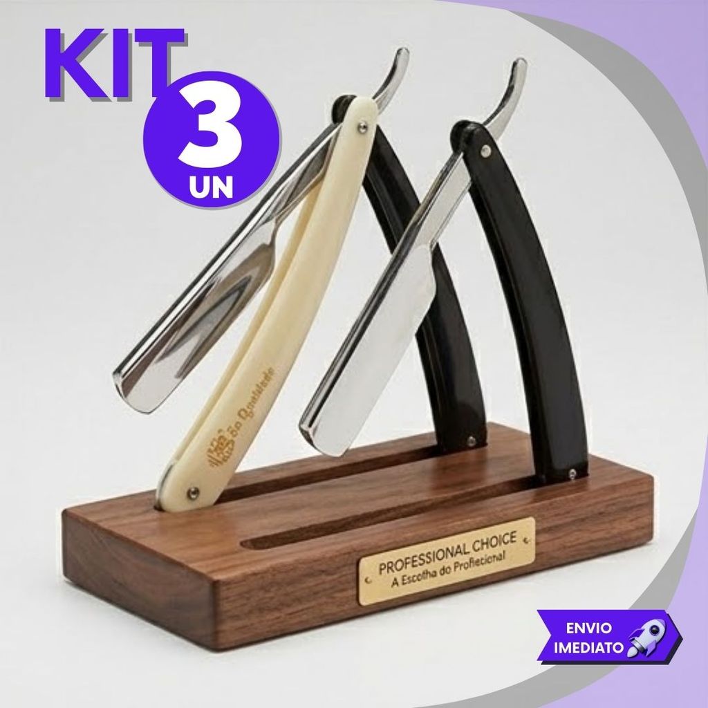 Kit 1/2/3 Unidades Navalhete Profissional Aço Inox Barba Cabelo Barbearia Profissional