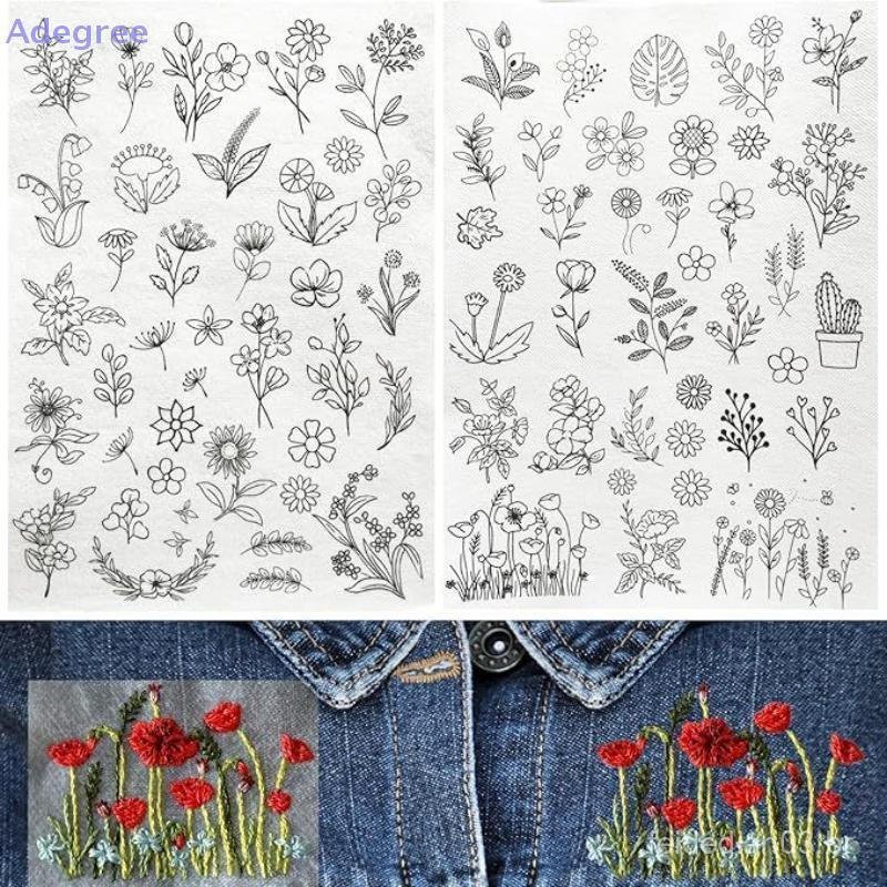 Adegree 2 Folhas Solúvel Em Água Tecido Não Impresso Estabilizador Bordado Padrões Adesivo Bordar Papel Lavar Moldes De