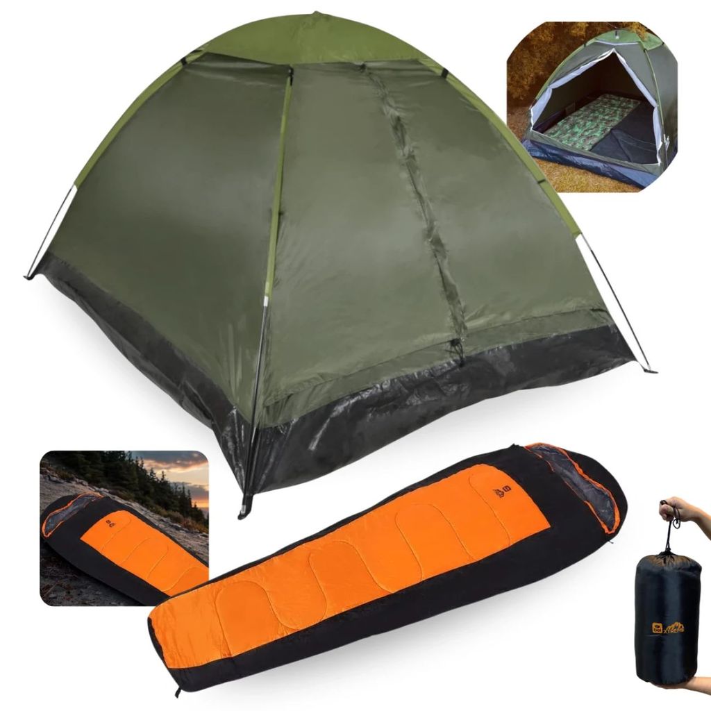 Kit Aventura Outdoor Barraca Camping 3 Pessoas + Saco de Dormir -5°c a +15°c Xtreme