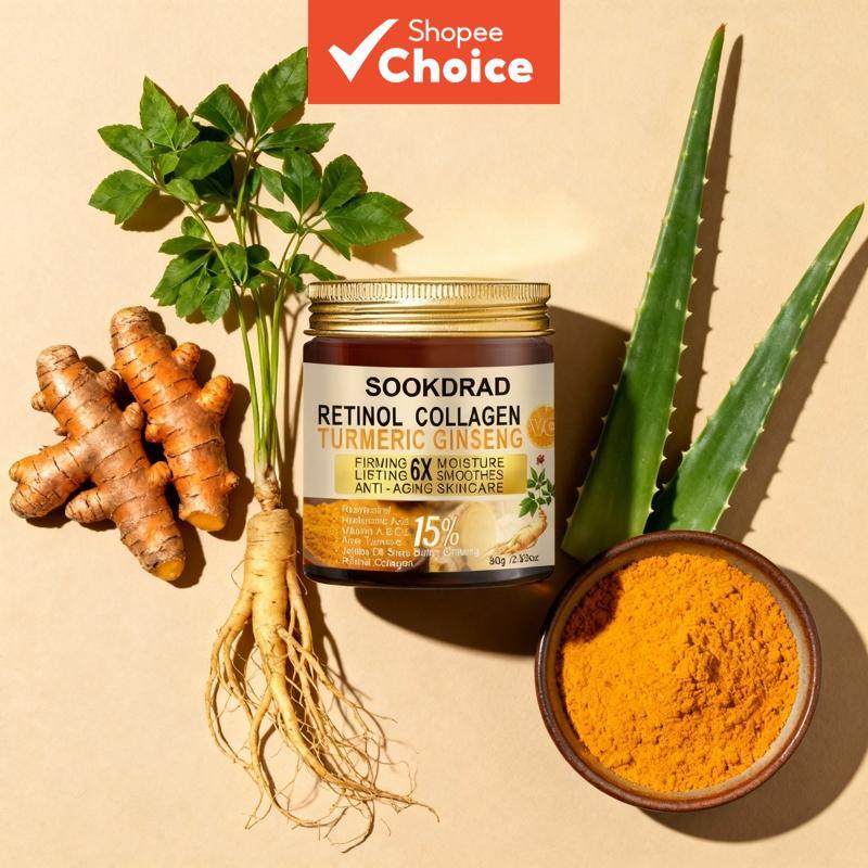 Retinol Colágeno Cúrcuma Ginseng Creme Vitamina C Suavizante Para Pele Seca Adolescentes Cuidados Antes Da Cama