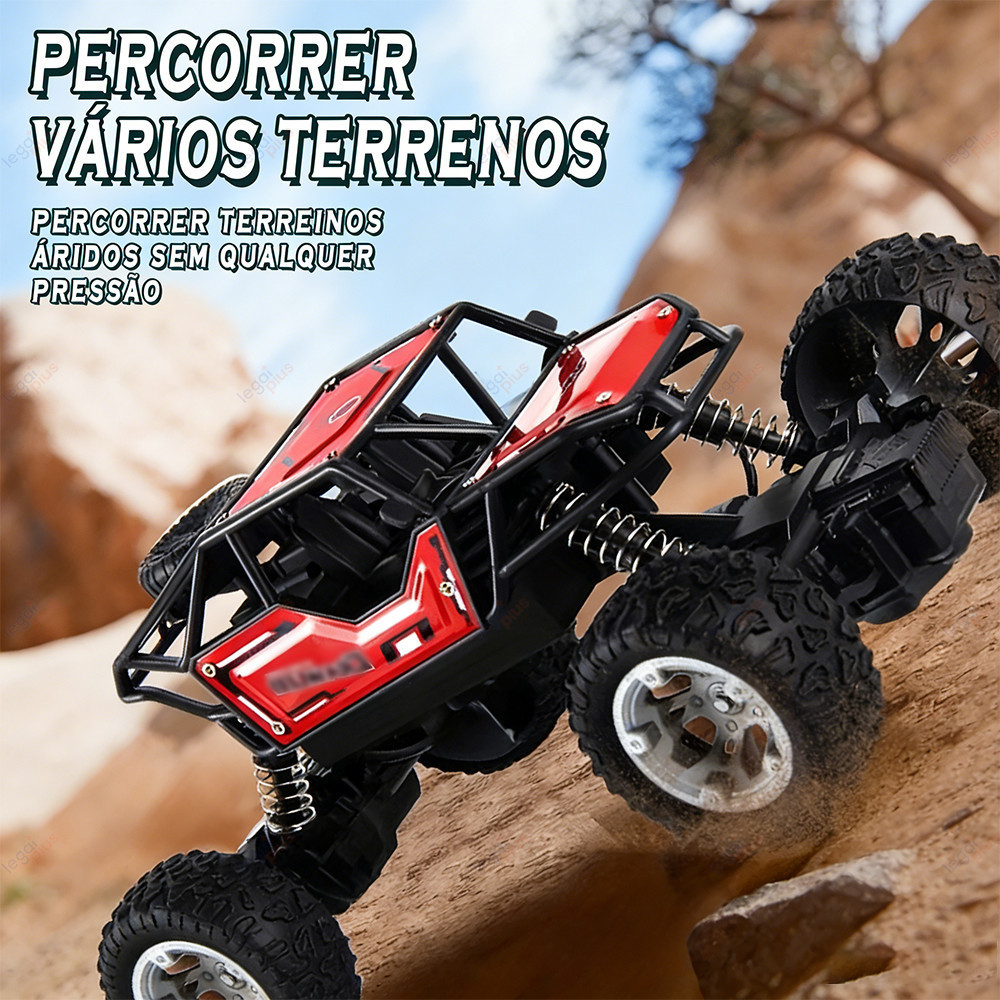 Carrinho Controle Remoto 4x4 Jeep Off Road Recarregável USB Bateria Inclusa Resistente Brinquedo