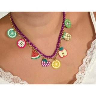 Mix colar de verão frutas moda divertida folheado a ouro 18k