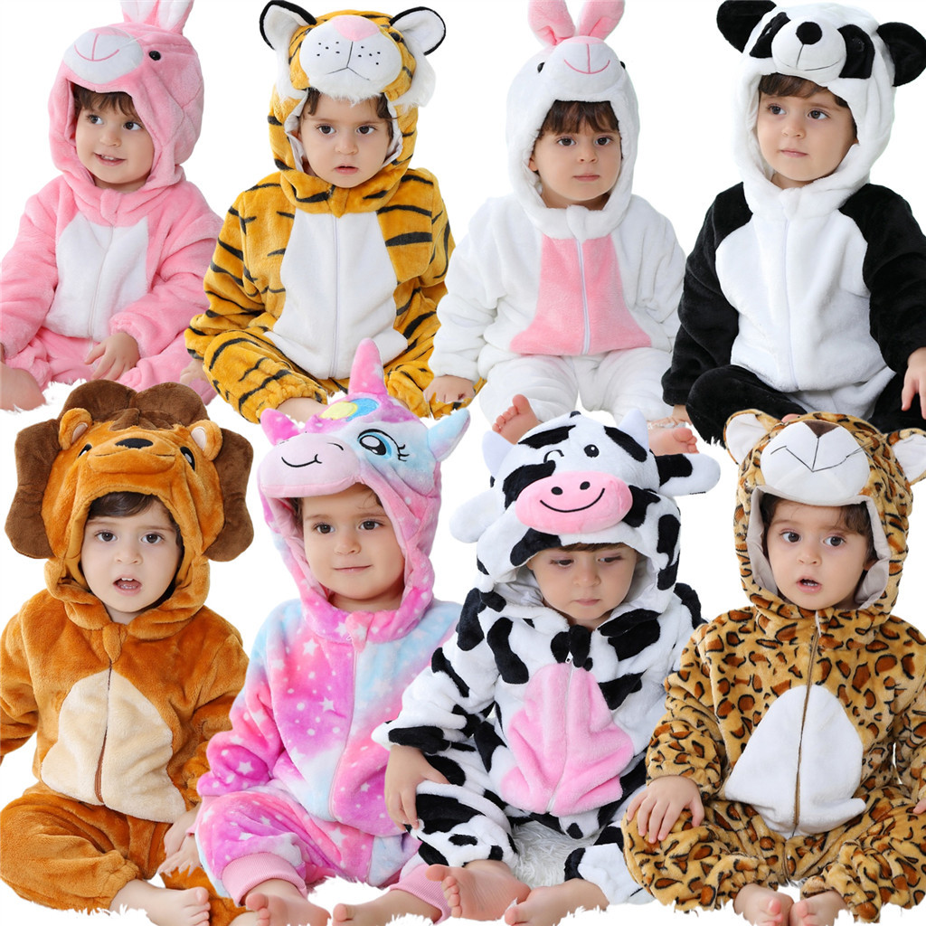 2024 Bebê Kigurumi Unicórnio Panda Coelho Dos Desenhos Animados Macacão Infantil Crianças Pijamas Animais Natal Meninas 
