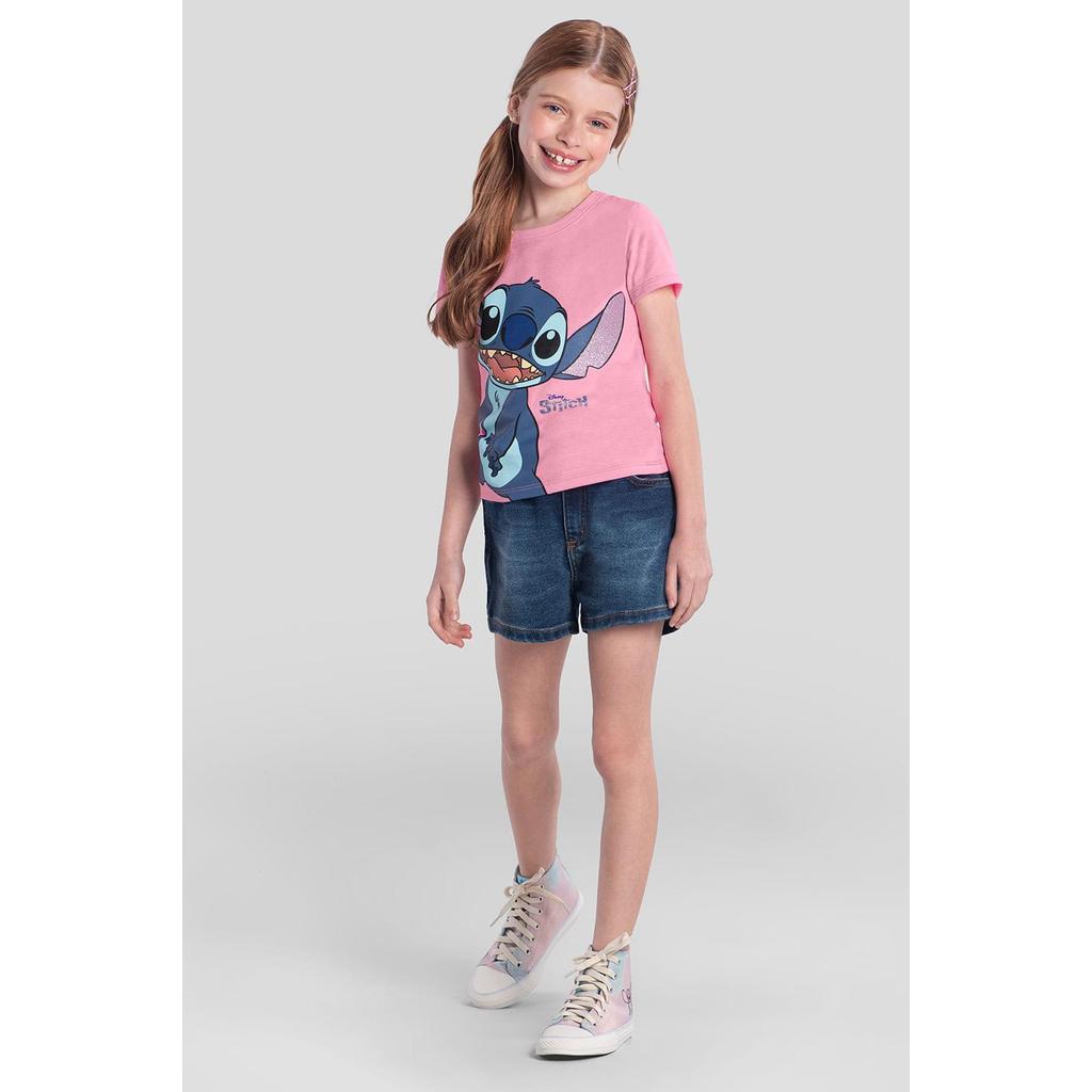Blusa infantil menina brilhante do Stitch Brandili em Oferta na Shopee