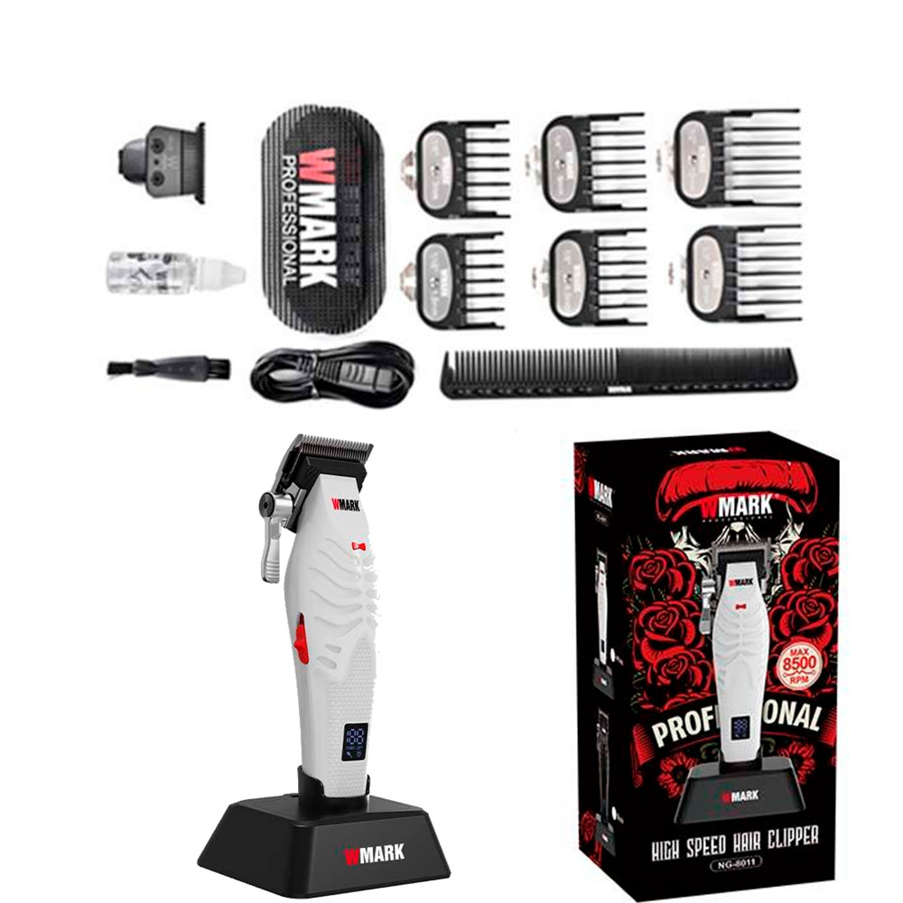 Maquina de Cortar Cabelo Troca Lamina Corte e Acabamento Wmark NG 8011 Branco