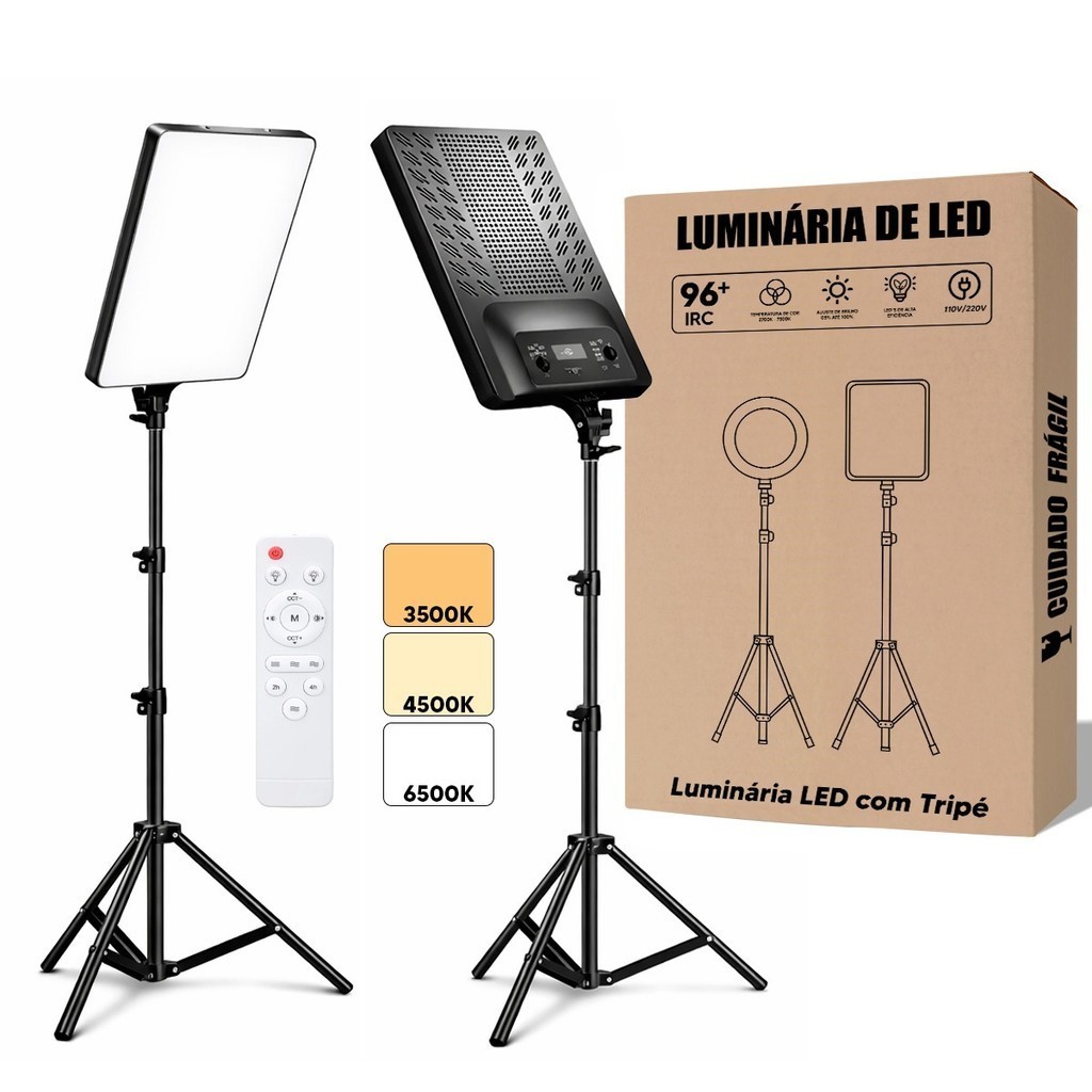 Ring linght Iluminador Led Retangular 16 19 24 Polegadas Profissional Foto Celular Tripé de 2.1m