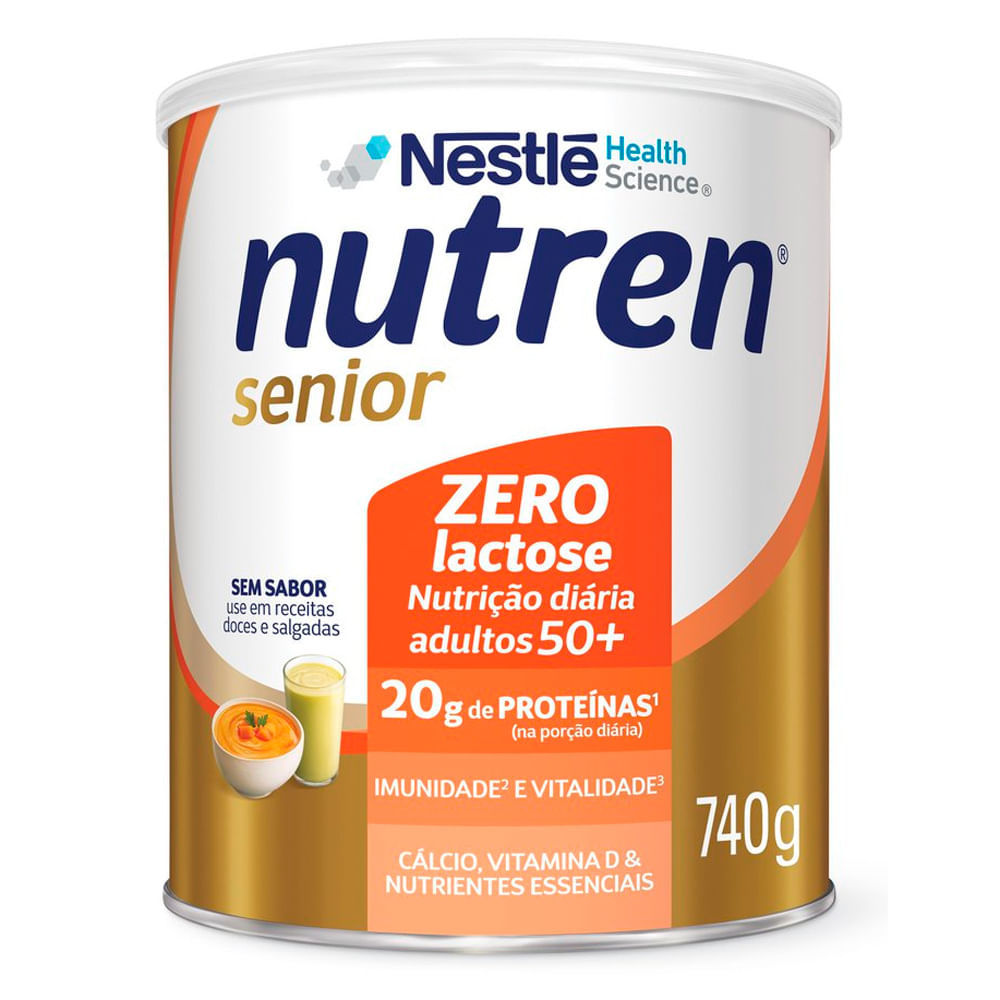 Nutren Senior Complemento Alimentar Sem Sabor Zero Lactose 740g em Oferta na Shopee
