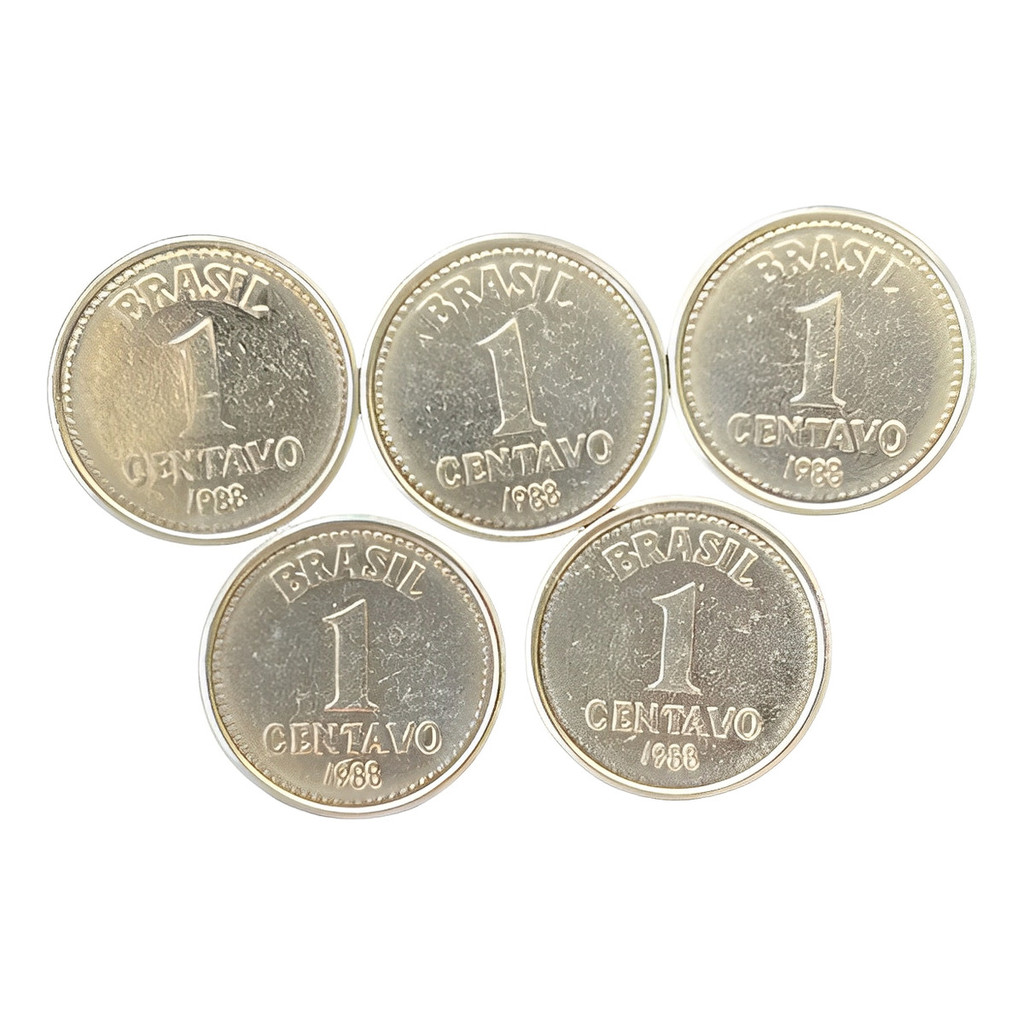 5 Moedas Antigas Do Brasil De 1 Centavo De Cruzado De 1988