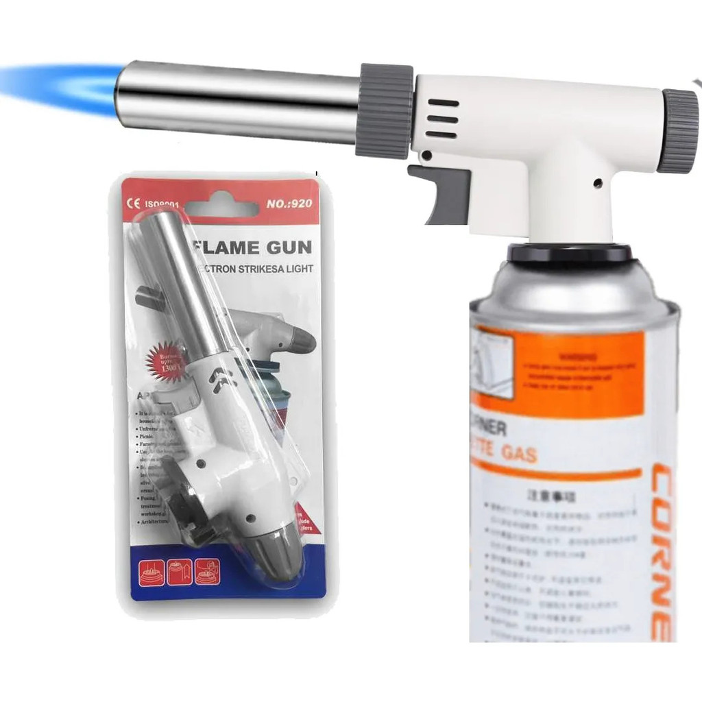 Imagem Maçarico Portátil a Gás Butano Culinário Churrasco Solda Cozinha Ajuste de Chama