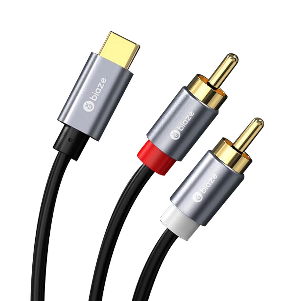 Cabo de Áudio USB C para RCA de 4,9 pés, Adaptador Divisor de Áudio USB C para 2 RCA Macho para iPhone 16 15 Series, Sam