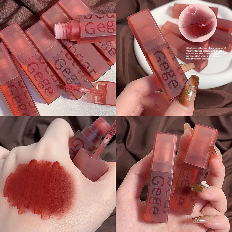 Gege urso gege urso veludo lábio esmalte fosco veludo outono inverno estudantes produtos domésticos baratos batom hidrat