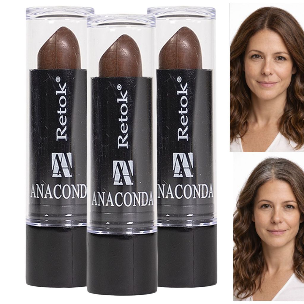 Kit 3 Retoque Raiz Castanho Corretivo Capilar Cobre Fios Brancos Grisalho Instantâneo make cabelo