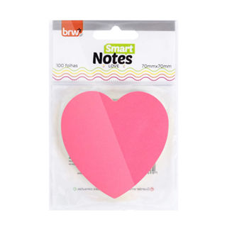 Bloco Adesivo BRW Smart Notes Coração Colorido Neon com 100 Folhas 70x70mm em Oferta na Shopee
