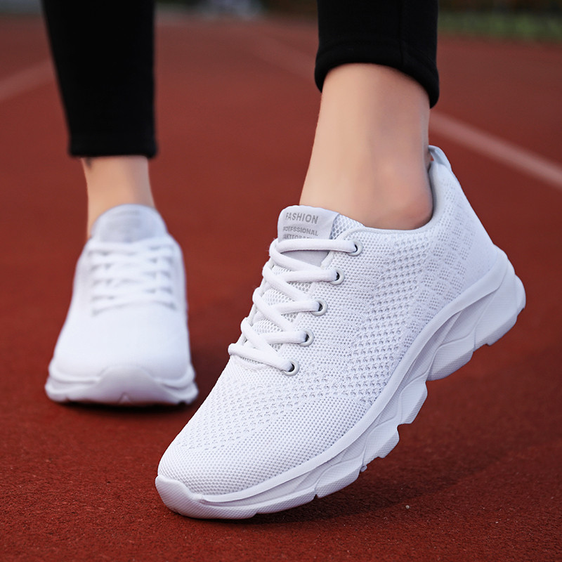 Outono sapatos femininos novo estilo sapatos brancos estudante sapatos esportivos leves tênis de corrida sapatos de malh