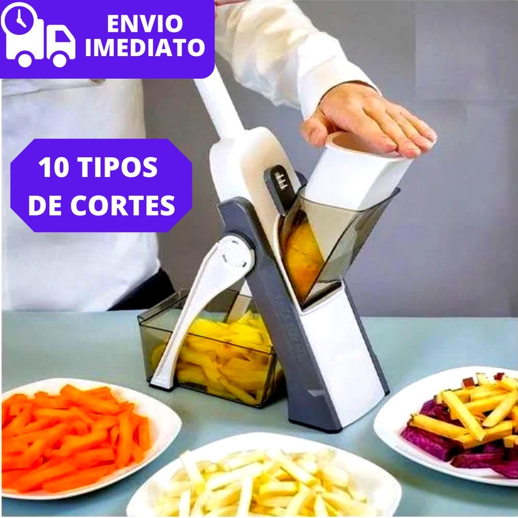 Cortador de Legumes Multifuncional Fatiador Mandolim Ajustável Seguro Julienne Profissional
