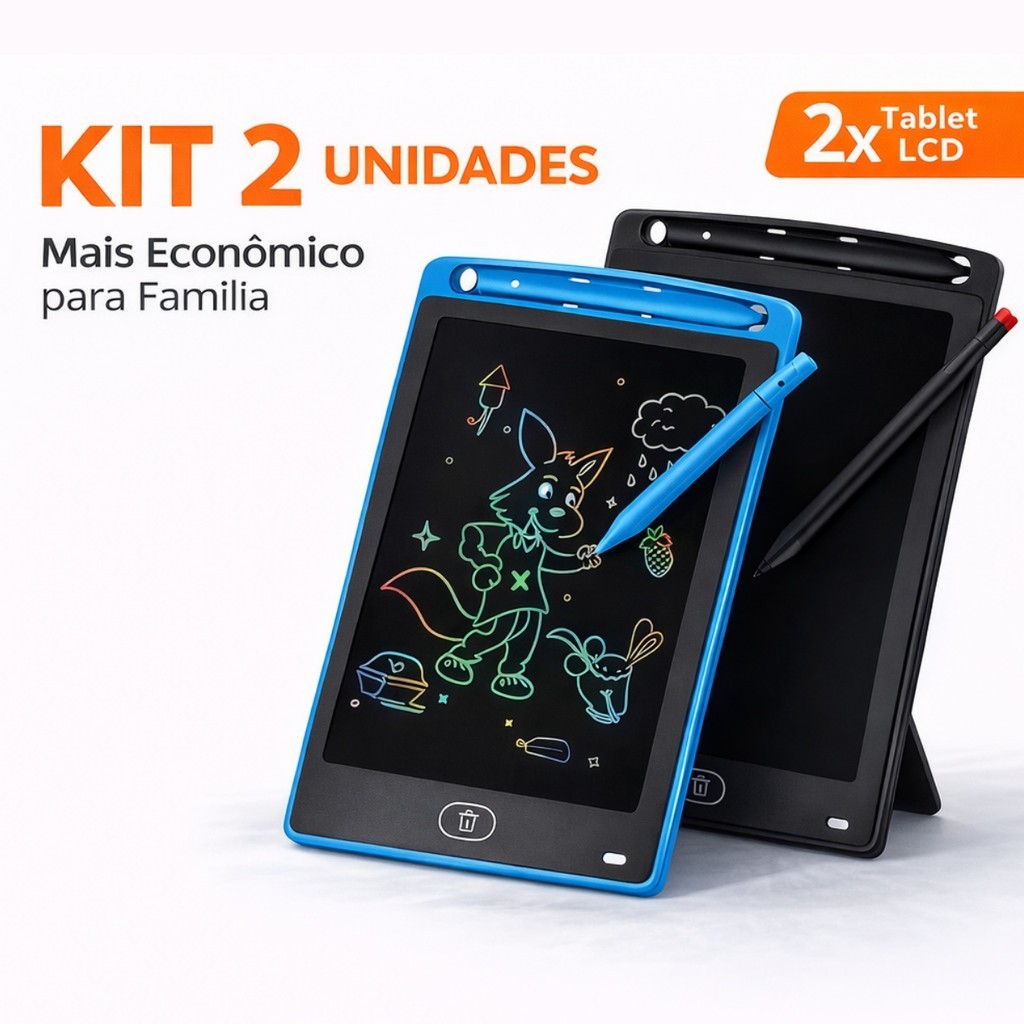 Kits 2 Lousa Mágica Infantil 10 Pol Tablet LCD para Escrever Desenhar Estudar e Fazer Ano…