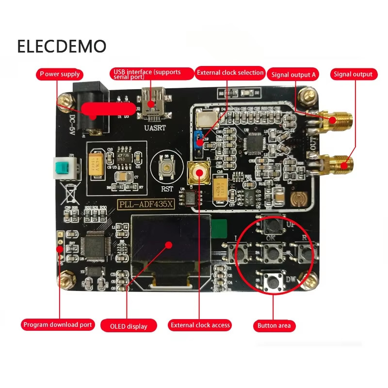 Módulo ADF4351 Integrado STM32 De loop Bloqueado Por Fase De chip Único 35M-4.4G Varredor De Fonte De Sinal RF