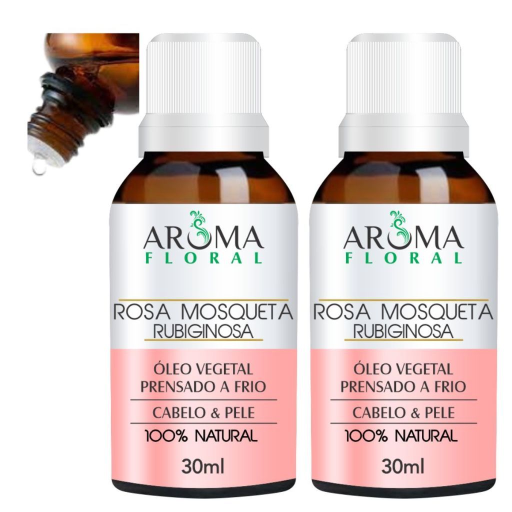 Kit 2 Óleo Vegetal de Rosa Mosqueta Rubiginosa 100% Puro em Oferta na Shopee