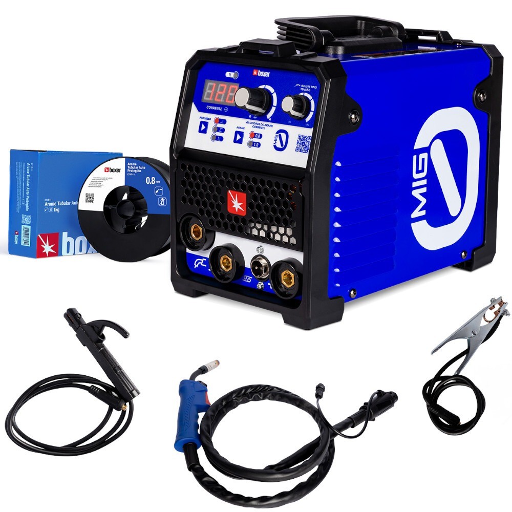 Inversora de solda Mig sem gás 120A Multiprocesso com acessórios - MIG0 - Boxer em Oferta na Shopee