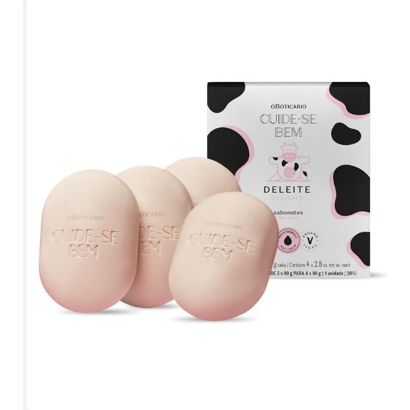 Kit 4 Sabonetes em Barra O Boticário Cuide-se Bem Deleite 80g Cada Original
