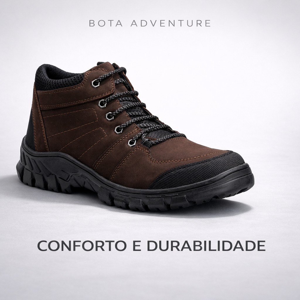 Bota Masculina Adventure Tratorada Confortável Resistente Para Trabalho e Dia a Dia