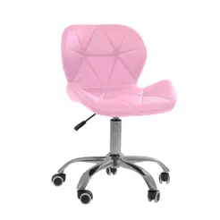 Cadeira Office Eiffel Slim Base Giratória Oficial Rosa
