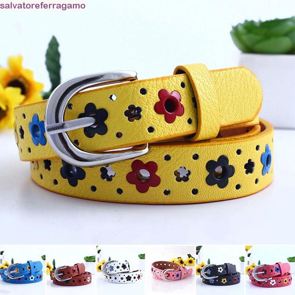 SALVATOREFERRAGAMO Cintura Infantil Meninos Unissex Oco Borboleta Flores Cintos Ajustáveis