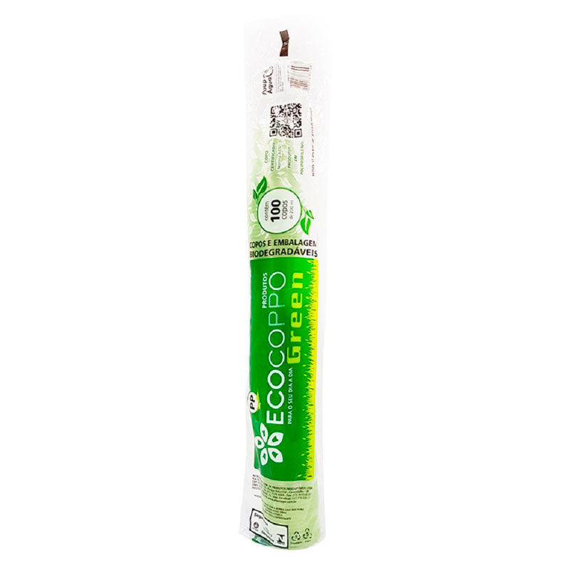 Copo plástico descartável Biodegradável Ecogreen 200ml 100und Altacoppo