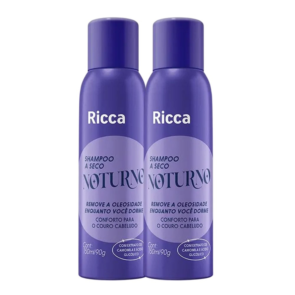 Kit 2 Shampoo a Seco Noturno Ricca Antioleosidade 150ml Extrato de Camomila