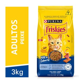 Ração para Gatos Friskies Adulto Sabor Peixe e Frutos do Mar com 3kg em Oferta na Shopee