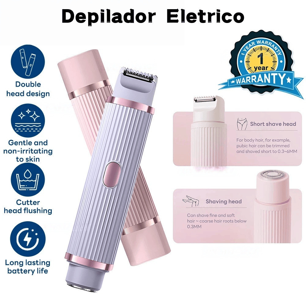 Depilador Dupla Navalha Recarregável - Removedor de Pelos Feminino