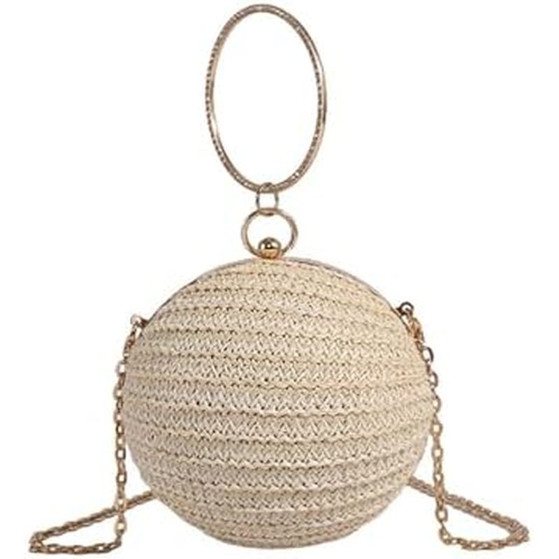 HJMND Bolsa de mão feminina de verão Bolsa de jantar Bolsa de férias Bolsa de praia Bolsa de palha Bolsa de pulso Bolsa 