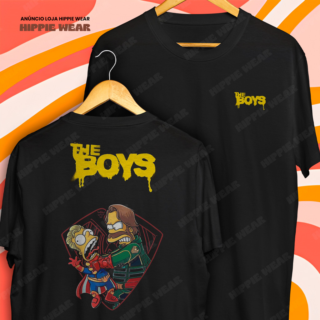 Camiseta The Boys Paródia Homer Soldier Boy E Bart Homelander Série Blusa Camisa 100% Algodão