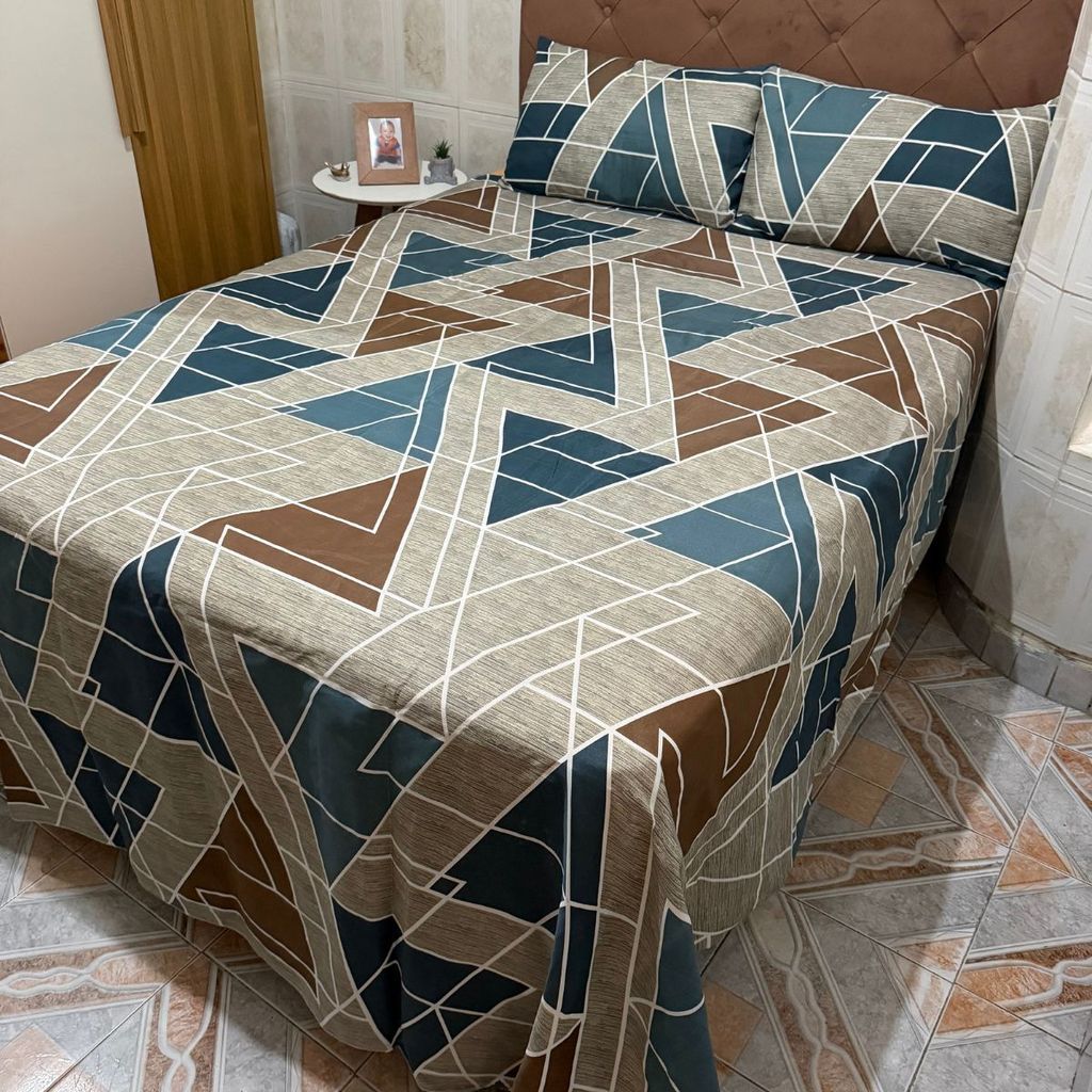 Jogo Lençol Casal Padrão 3pçs Box 120 Fios Toque Aveludado em Oferta na Shopee