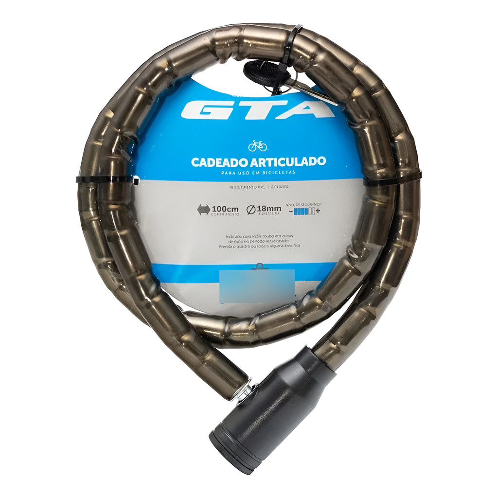 Cadeado Articulado Gta 18x1000mm C/ Chaves Antifurto P/ Bike Fumê em Oferta na Shopee