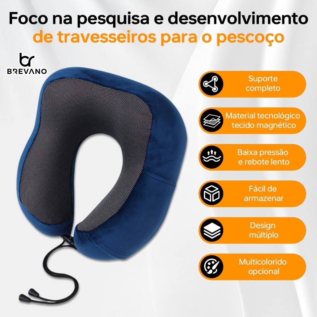 Kit Viagem Travesseiro Almofada Espuma Viscoelástica E Máscara Tapa Olho E Protetor Auricular