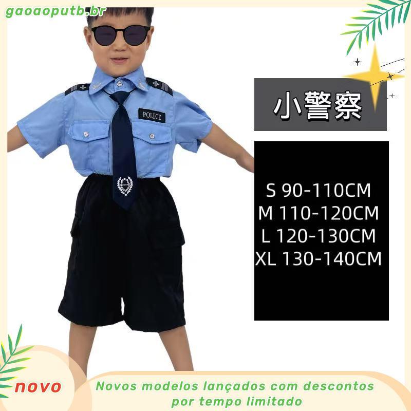 Fantasia Infantil Uniforme Policial Menino Farda Luxo Festa Cosplay