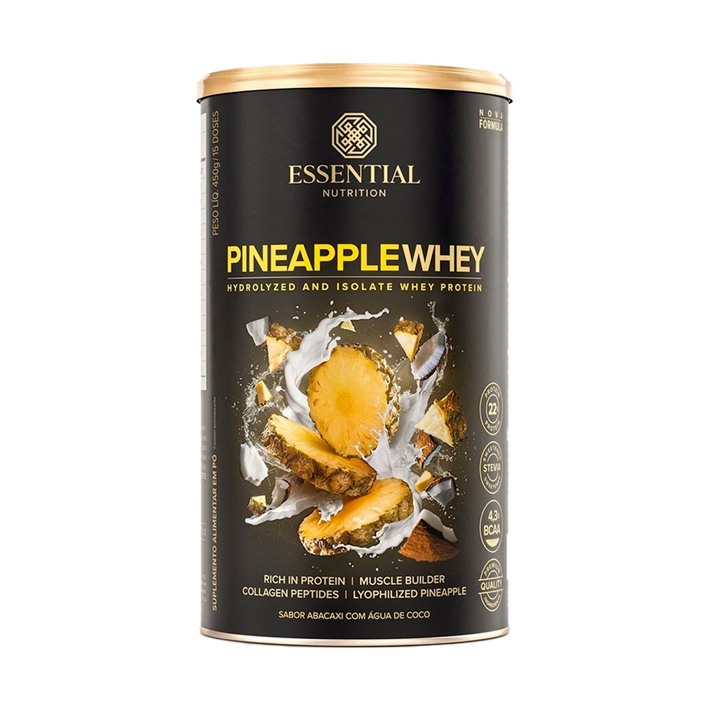 Whey Proteína Pineapple 450g Essential Nutrition Sabor Abacaxi Com Coco