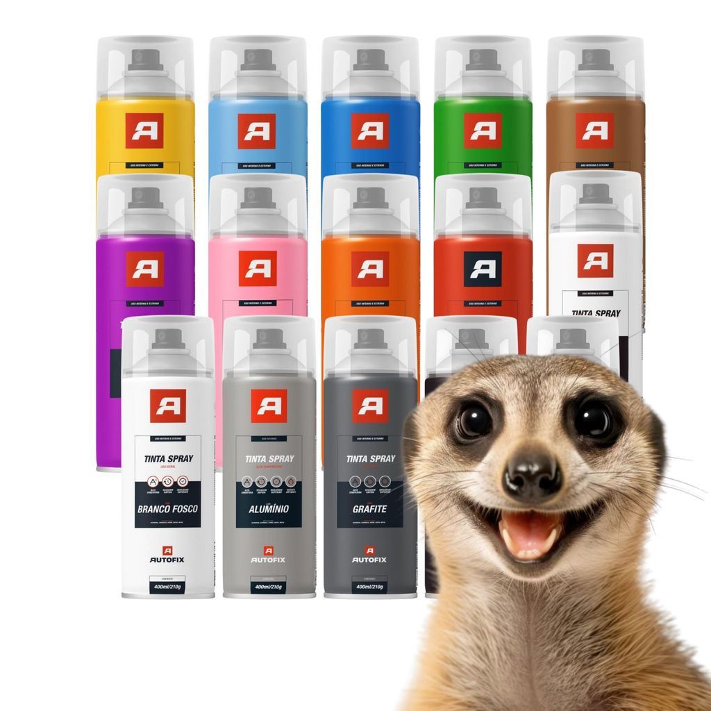 Tinta Spray Uso Geral 400ml - Autofix Cores Preto, Vermelho, Verde, Azul, Rosa alta temperatura e muito mais