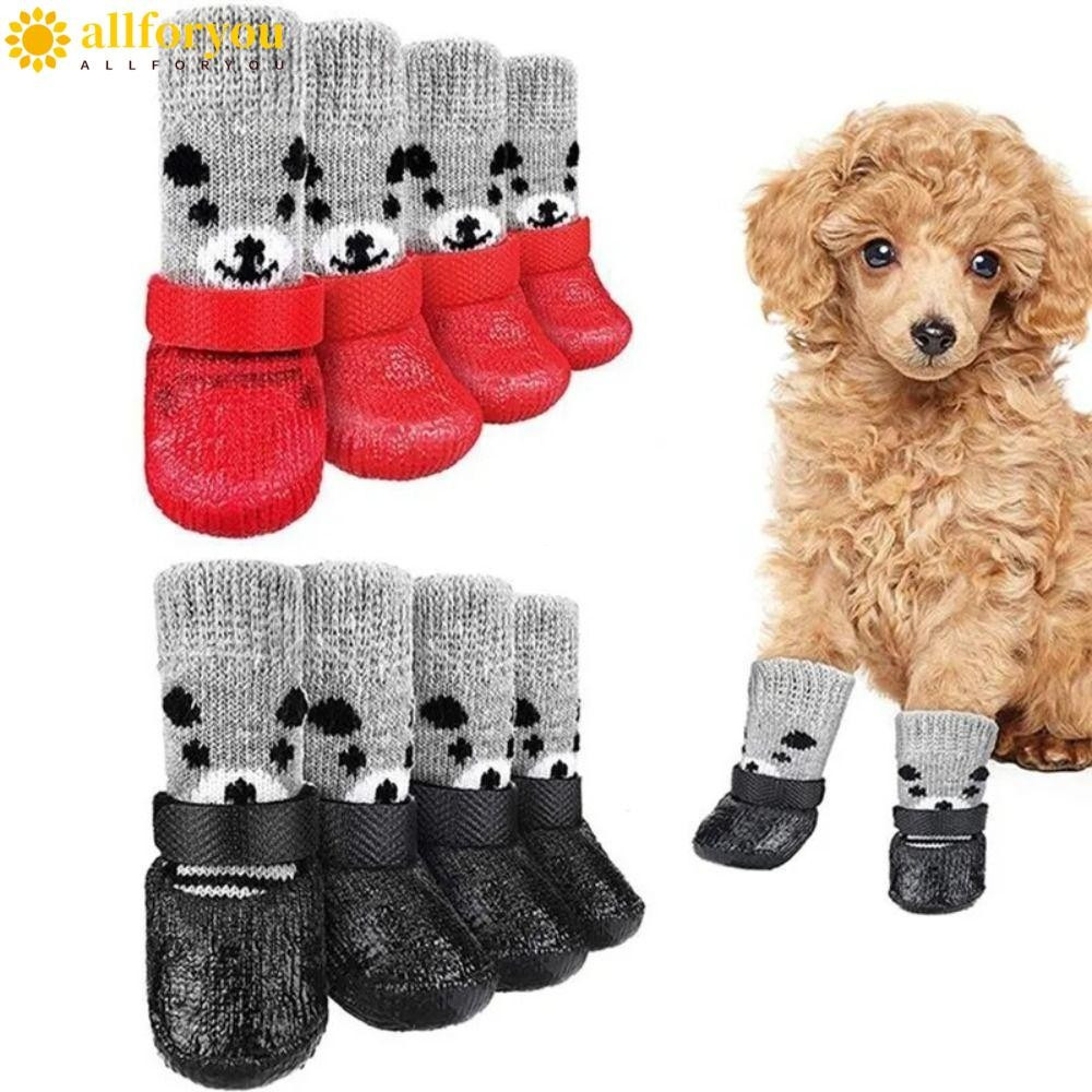 ALLFORYOU1 Meias De Borracha Para Cães E Gatos , Com Cordão Ajustável , Botas Impermeáveis Animais De Estimação ,