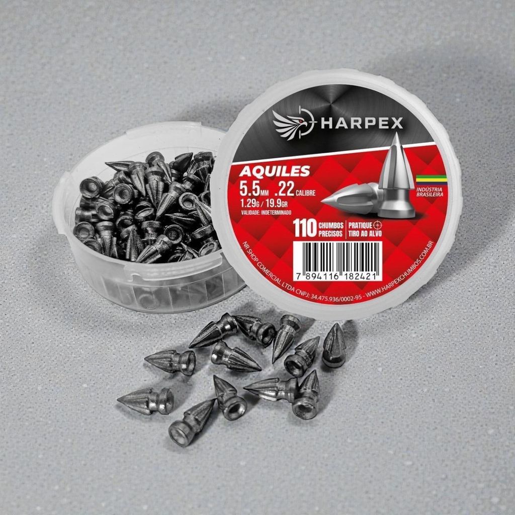 Detalhes do Kit 5x Chumbinho 5.5mm Precisão Munição Aquiles Harpex 550u