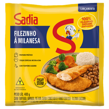 Filezinho sassami à milanesa temperado congelado Sadia