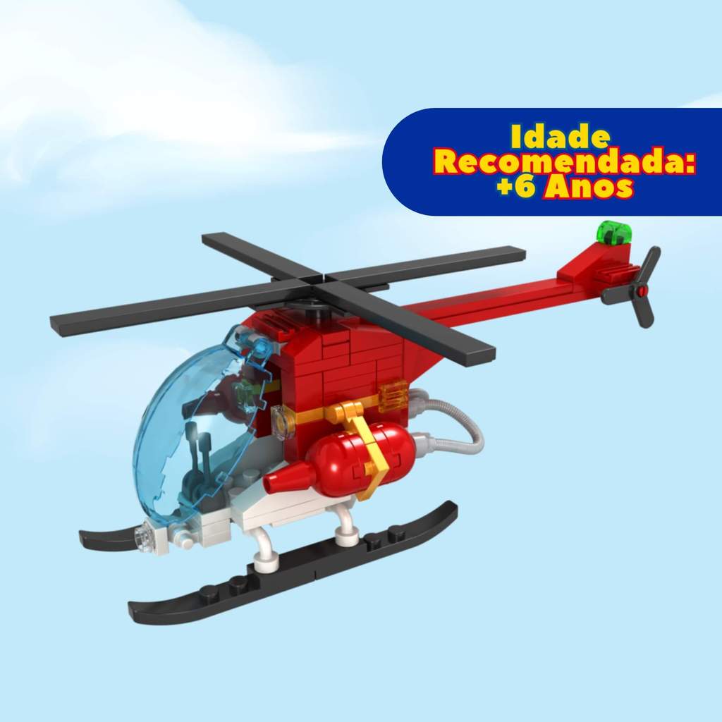 Brinquedo Infantil Blocos de Montar Bombeiros Helicóptero 140 peças Xalingo - 15309 · foto 2